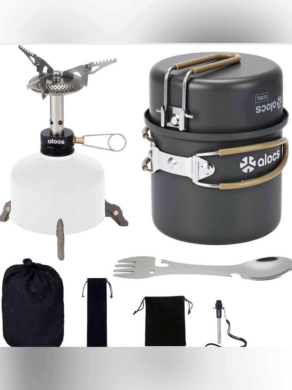 New! 9pcs Camping Cookware Kit, Non-Stick Lightweight Camping Pots with 3200w St